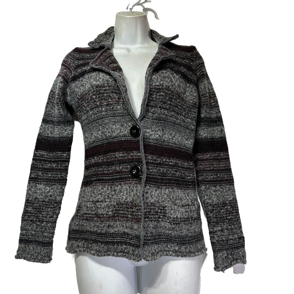 A.IDA Made in Italy Grey Wool Blend button cardigan sweater Size S
